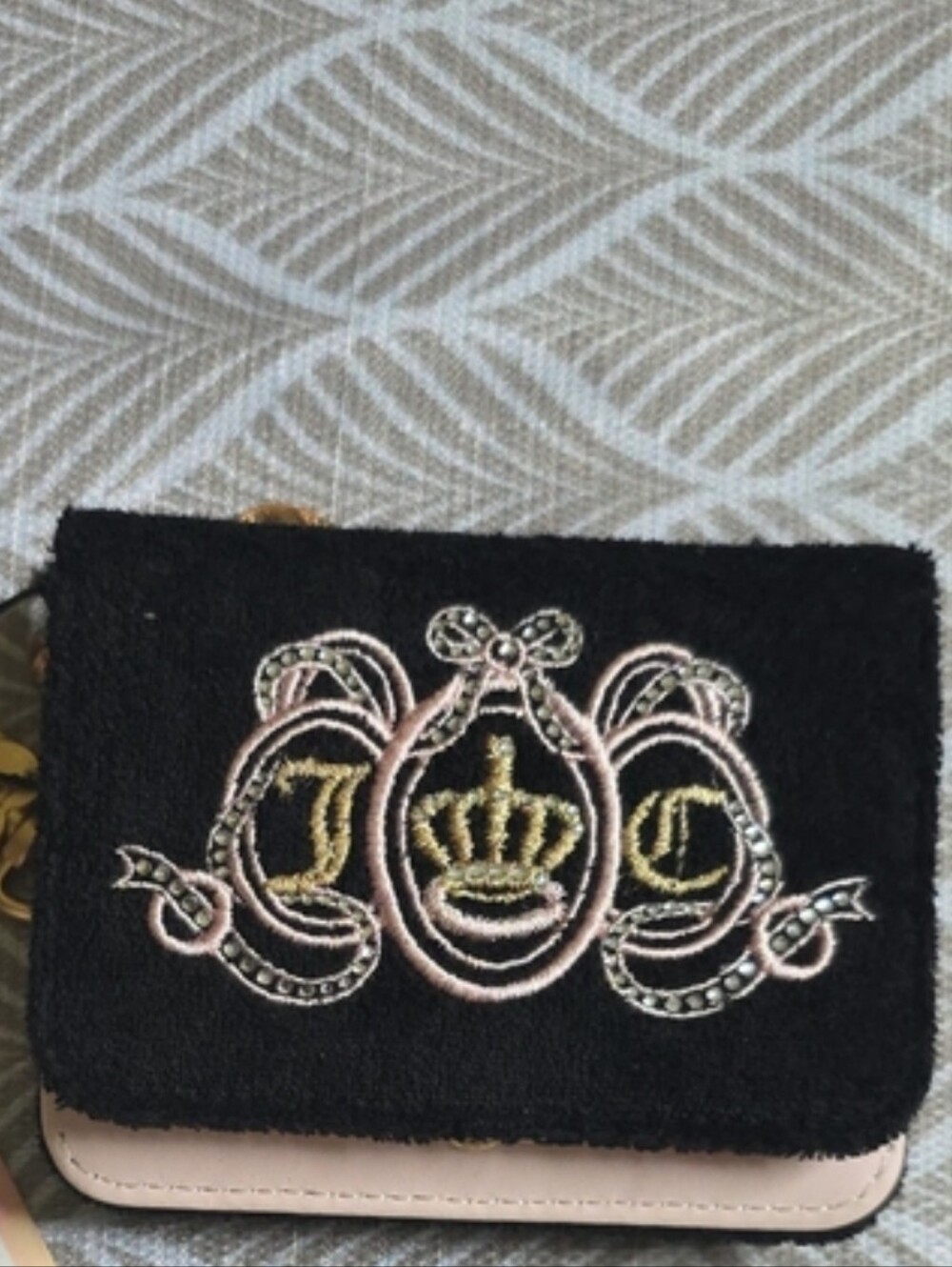 Juicy Couture Black & Pink Embroidered Mini Wallet